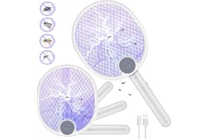 ZOVHYYA 3 in 1 Elektrische Fliegenklatsche Automatische Fliegenklatsche 4000V USB wiederaufladbare UV-hängende Insektenvernichter mit Sicherheitsnetz, geeignet für den Innen- und Außenbereich