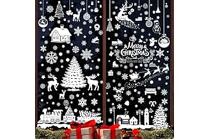 FullJoyHut Vetrofanie Natalizie per Finestre, 9 Fogli Adesivi Natalizi Finestre Riutilizzabili, Vetrofanie Natale Biance Addobbi Rimovibile Vetrofanie Fiocchi di Neve per Decorazioni Natalizie Casa