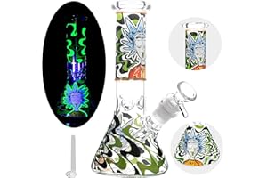 20 cm Masenyee świecące szkło bong z miską i sitkiem 14,5 mm, szkło bong, wytrzymałe i grube bong, kompaktowe do przenoszenia, fajka wodna Chillum (Grass Green)