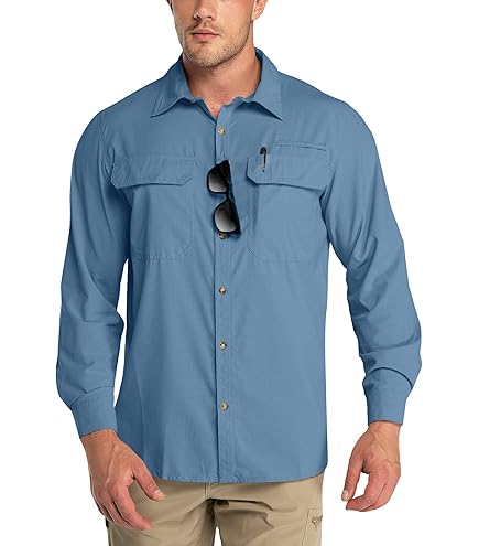 Little Donkey Andy Men's UPF 50+ UV Protection Shirt, Long Sleeve Fishing Hiking Shirt Light Khaki Xxl