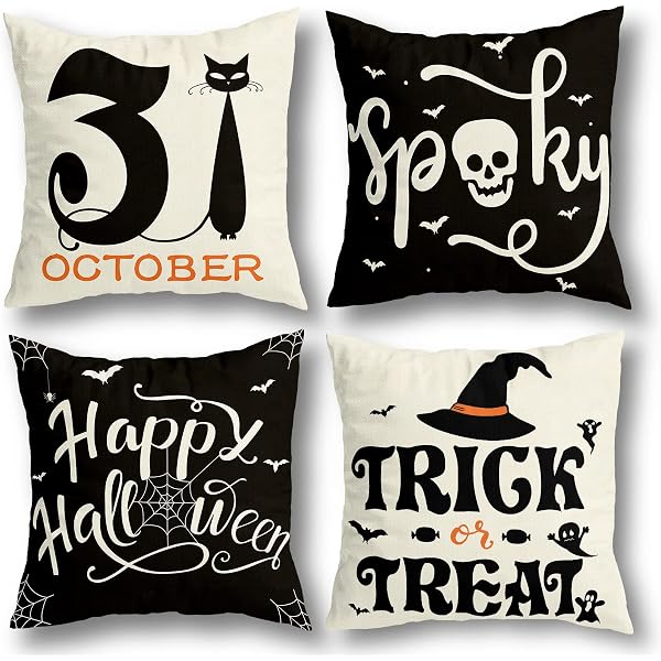 Huwena 3-Piece Halloween Throw Pillow Set - Pumpkin, Ghost, & Bat Shaped, Crystal Velvet, For Couch Sofa Bed Decor (Black, White, Orange)