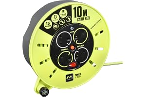 Masterplug Four Socket, 10 Metre Premium Cassette Reel, Medium Cable Extension Reel, Thermal Cut-Out & Power Indicator, Heavy