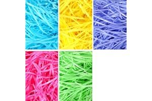 BLULU Easter Basket Grass Raffia Paper Shreds Craft Shredded Tissue Gift Wrap Bag Basket Box Package Filler Egg Baskets Stuffers for Easter Spring Party Packing Accessories Decorations, 5 Color