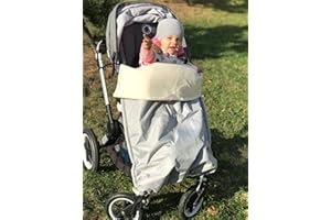 KAARSGAREN Wasserdichte, warme Decke für den Kinderwagen, Buggy, Jogger (Hellgrau/Bio-Baumwolle)
