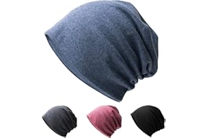 Hurinan Unisex Slouch Beanie Hat Jersey Beanie Skull Cap Classic Baggy Hat Lightweight and Soft Knitted Cotton Hat Headwear for Men Women