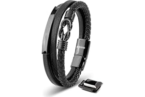 SERASAR Pulseras de cuero premium para hombre | Cierre seguro de acero inoxidable | Tres colores | Joyero Incluido