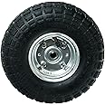 Werkapro 10348 WERKA PRO, Heavy Duty Inflatable Wheel for trolleys and Trailers, Mounted on Double Ball Bearings, galvanised Metal Rim, Easy Care, Size 260 x 85 mm, Grey, Gray, Alésage 16mm