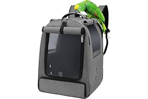 SMIM Bird Travel Backpack Cage, Portable Pet Bird Parrot Carrier Breathable Pet Birds Bag, Lightweight Bird Carrier and Small Animals Travel Cage, Multifunctional Pet Bag Backpack (Grey)