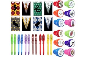 jiaoohoo Harry Pot gastgeschenke Geburtstag Party mitgebsel,mitgebsel Kindergeburtstag mädchen Junge,12 uv Stift,12 notizbuch klein,12 Stempel Kinder,Adventskalender Inhalt und kleine Mini Geschenke