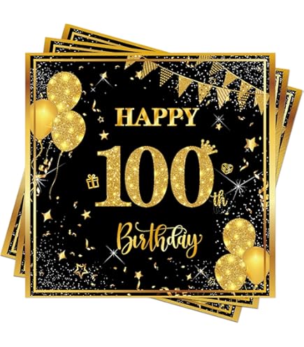 100th Birthday Decorations Men Women With 100th Birthday Banner, Black