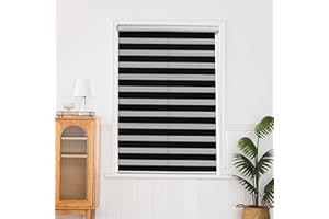 QiBoYuYe Day Night Blind Zebra Roller Blinds Blackout Window Curtain For Bedroom Door Windows Aluminium Cassette Translucent Vision Curtains (Black Width 110cm X Height 150 cm)