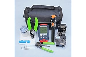 QIIRUN Glasfaser Werkzeug Set, Fiber Optic Tool Kit FTTH werkzeug mit optischem Leistungsmessgerät mit RJ45-Netzwerktest Visual Fault Locator Glasfaser Cleaver Fiber Stripper