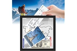 Ktwo Adventure Archive Box, Travel Memory Box Frame, Wooden Travel Shadow Box for Memories, Ticket Keepsake Display Box with Slot, Photo Storage Boxes for Ticket Collection (Black)