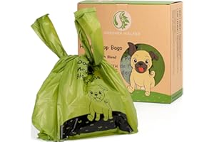 GREENER WALKER Sacs à Déjections Canines avec des Poignées Faciles à Attacher, 600 Scas,pour Déchets Chiens,étanches,Extra larges,épais et résistants(Vert)