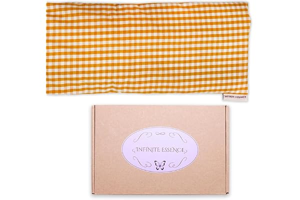 Chancelière Thermique de Graines de Trigo et Lavanda 48 x 15 cm Housse Lavable 100% Coton, Coussin Thermique pour cervicales et coliques, pour thérapies à Froid et Chaleur (Vichy Jaune)