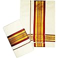 YETTALAN® Women's Kerala Traditional Cotton Set Mundu Cream Color with Fancy Border