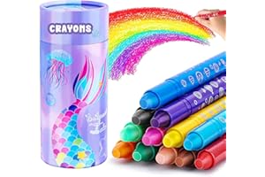 JYPS Sirène Crayons pour Les Tout-Petits, 12 Crayon de Couleurs Enfants Non Toxiques avec Porte-stylo, Torsadable Feutres de Coloriage pour Bébé, Fournitures d'Art à Colorier Cadeaux pour Filles