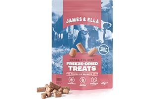 James & Ella Freeze-Dried Dog Treats (40g) ❘ Delicious Grass Fed Beef Freeze-Dried Dog Treats, Packed with Protein, Essential Oils & Minerals for Happy, Healthy Dogs, Lightweight & Gluten Free