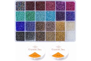 YHOLIN 12000 Stück 2mm Glasperlen zum Auffädeln Perlen Set Kleine Perlen Rocailles Perlen Bastelperlen Schmuckperlen Bunte Perlen für DIY Armbänder Halsketten Schmuckherstellung Basteln