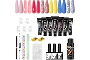 VANREESA Gel Ricostruzione Unghie, 9 Colori 15ml Kit Ricostruzione Unghie, Kit Unghie Gel Completo con Base e Top Coat, Clip Unghie, Soluzione Slip, Regali per Donne