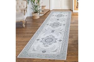 JOJOSEE Carpet Runners, 65x180cm Hallway Runner, Washbale Rugs for Hallway Non Slip Kitchen Runner Rug Low Pile for Kitchen Entryway Laundry Living Room (Grey Pattern, 65 x 180 cm)