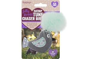 Rosewood Jolly Moggy Catnip Tune Chaser Bird - Interactive Cat Toy with Motion-Activated Sounds and Catnip for Stimulating Play and Entertainment
