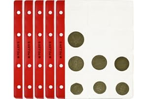 PELLER'S 10 Fogli per Collezione, 12 Tasche 46mm X 50mm su Ogni Pagina, per Monete Grandi Fino a 40mm: fiches per Casinò e Poker. Ricarica Album M, Inserti.