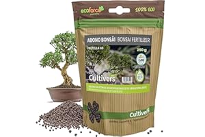CULTIVERS Abono Bonsái Ecológico 250 g Fertilizante granulado de Origen Vegetal 100% Orgánico y Natural de Liberación Lenta y Controlada con NPK 8-1-5+74% M.O y Ácidos Húmicos Crecimiento Controlado