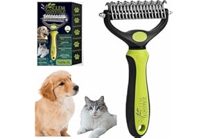 CLEM Provence - Brosse Chien & Chat Poil Long - Double Lame Démêlante pour Enlever Sous Poils et Nœuds Brosse Professionnelle pour le Toilettage de tous vos Animaux à Poils