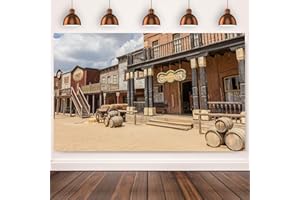 HNMDMYI 2.1x1.5m Foto Hintergrund Western Cowboy Old Wild West Cowboy Town USA Vintage Saloon Central Arizona Fotografie Hintergrund Geburtstag Party Dekorationen Reisen Porträt Banner Fotostudio Requisiten