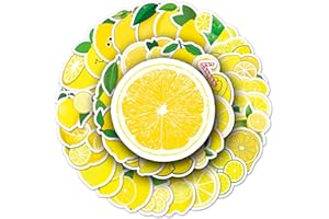 BRIC DODO Pegatinas de limón,50 Piezas Impermeable Vinilo Pegatinas para Monopatín Ordenador Portátil Equipaje Moto Bicicleta Guitarra Botellas de Agua Casco,Lemon Pegatinas para Adultos,niños y niñas