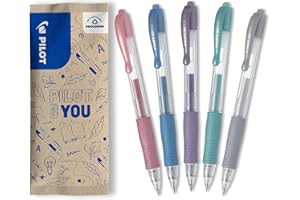 PILOT Caja de 5 G2 - Bolígrafos Roller de Tinta de Gel - Retráctiles y Recargables - Tinta Efecto Metalizado - Rosa metalizado Azul metalizado Morado metalizado Verde metalizado Plata - Punta Media