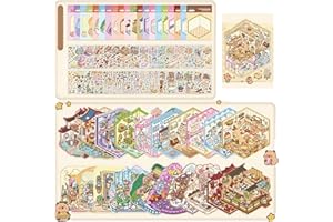 AYNKH 20 Pcs 3D House Sticker Book Kit with Tweezers - Reusable DIY Creative Scene Stickers for Kids & Adults, Non-Toxic Stress Relief Sticker Book