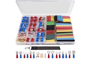 MAKERFIRE Terminal Crimp Connectors - 678Pcs Electrical Wire Crimping Set Assorted & Heat Shrink Tubing Sleeving Cable & Terminals Electric Copper Spade Ring Bullet Butt Fork Connector(Copper)
