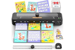 ‎KEJECTOR Laminiergerät A3 für A3 A4 A5 A6 A7 mit Papierschneider | Eckrunde | 15Blatt Laminierfolien, ABS-Anti-Stau | Heiß und Kalt | Intelligenter Schutz Laminiermaschinen für Zuhause, Schule, Büro