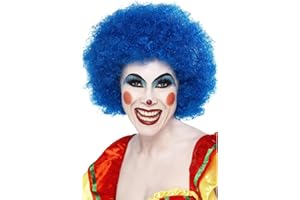 Smiffys Crazy Clown Wig, Blue 120g, Circus Fancy Dress, Clown Dress Up Wigs