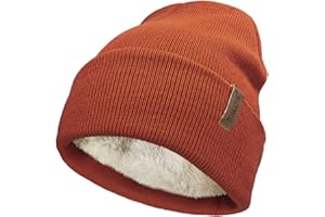 TOSKATOK Bonnet en Tricot d'hiver Doux et Chaud Unisexe pour Femme et Homme avec Doublure en Polaire Thermique Douce - Taille Unique