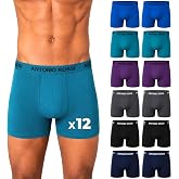 Antonio Rossi Pack of 12 Cotton Boxer Briefs for Men, Breathable