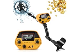 GJCrafts Metalldetektoren Hohe Genauigkeit Metalldetektor Wasserdicht, Golddetektor Höhenverstellbare 78-108cm mit 25cm Suchspule für Kinder und Erwachsene