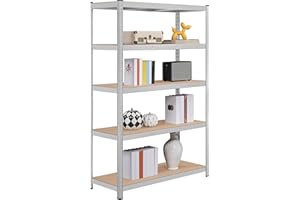 Yaheetech Etagère/Rayonnage de Garage/Atelier/Rangement/Stockage Charge Lourde Résistant 5 Niveaux 180 x 120 x 45 cm Capacité 875 kg Argenté