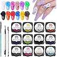 Kalolary Sculpture Carved Nail Gel Set, 12 Color Sculpture Carved Gel Nail Polish with 1pcs Nail Art Sculpture Pen, 1pcs Double-ended Nail Cuticle Pusher Cutter and a Nail Carving Brush