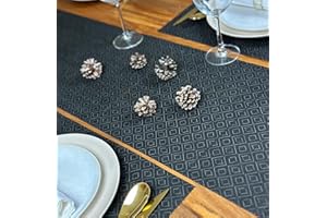 NATUARTE, Runner da Tavola Nero e Oro, Rotolo di TNT da 25 metri x 30 centimetri, Effetto Tessuto, Rotolo con Pretaglio Invisibile ogni 40 cm,Tessuto Non Tessuto TNT,Colore Nero e Oro