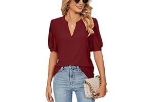 DECORIE T Shirt Donna Estive con Scollo a V e Balze Manica Corta Magliette Donna Elegante Rilassato Bluse e Camicie da Donna