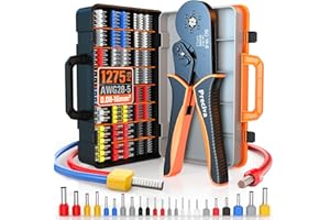 0.08-16 mm² Preciva Esagonale Pinza Crimpatrice,1275 pezzi Pinze per crimpare a testa singola e doppia Capicorda a doppio filo.,Adatto per il fai da te domestico e industriale