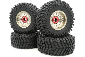 HOBBYSOUL Ruedas y neumáticos Beadlock ajustables RC de 4 compensaciones 2.2, llantas champán y neumáticos de altura de 5.0 pulgadas para RC Mud Crawler Trail Gen7 Gen8 Everest 10 / Axial Capra