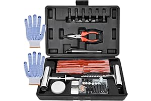 Vothen Tyre Repair Kit - Car tyre Puncture Repair Kit - 110Pcs Tubeless Tyre Repair Kit - Emergency Tyre plug Fix Kit with 50 Tyre Rubber Strip for Car, Motorcycle, Truck, Van, ATV, Tractor & More