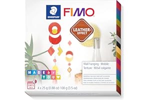 STAEDTLER FIMO 8015 DIY6 - Set de efecto de piel con instrucciones y accesorios, arcilla de modelado endurecida al horno para objetos creativos en aspecto de piel, aspecto y tacto similar al cuero,