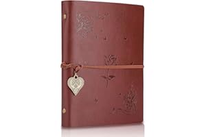 ‎SEEALLDE SEEALLDE Leder Notizbuch A5 Leere Seiten Journal Notebook"Rose" Vintage Travel Tagebuch Notiz Skizzenbuch…