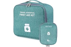 MECCTUCK 2 Pièces Trousse de Secours Vide,Boîte Médicale,Sac de Médecine Portable,Sac d'urgence Médical Imperméable,Sac de Médecine Grande Capacité,Rangement Medicament pour Bureau, Maison, Voyage（Vert）