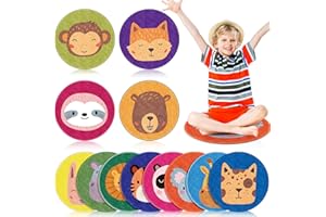 Drydiet 12 Pcs Carpet Circle Seats for Classroom, 16" Animal Classroom Floor Mats Non Slip Round Rug Soft Thin Circle Time Mat for School Learning Playing Areas Group Activity Decor